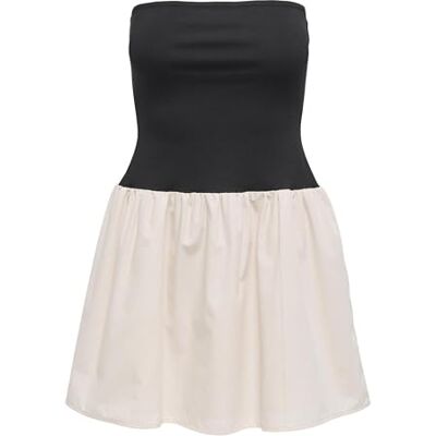 ONLY Onlnadia Tube Mix Dress WVN, svart, S ONLY Onlnadia Tube Mix Dress WVN, svart, S