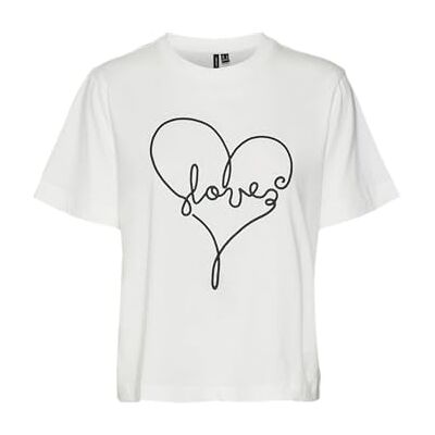 VERO MODA dam Vmfea Mette Ss Top Box JRS Ga T-shirt, Snövit/detalj: kärlek, L VERO MODA dam Vmfea Mette Ss Top Box JRS Ga T-shirt, Snövit/detalj: kärlek, L