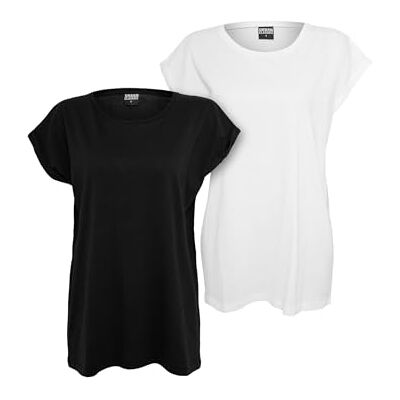 Urban Classics Dam T-shirt 2-pack kortärmad basic topp enfärgad som dubbelpack, lätt oversize topp för kvinnor med gymnastikärmar, många färger, storlek XS till 5XL Urban Classics Dam T-shirt 2-pack kortärmad basic topp enfärgad som dubbelpack, lätt oversize topp för kvinnor med gymnastikärmar, många färger, storlek XS till 5XL