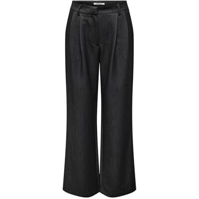 ONLY Onlhattie Hw Pleat Mel STR Pant Tlr, svart, 44W x 32L ONLY Onlhattie Hw Pleat Mel STR Pant Tlr, svart, 44W x 32L