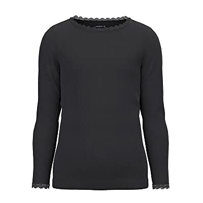 NAME IT Nkflitte LS XSL Top Noos Ärmlös T-shirt för flickor, Svart, 92 NAME IT Nkflitte LS XSL Top Noos Ärmlös T-shirt för flickor, Svart, 92