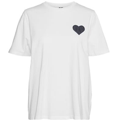 VERO MODA VMHALLE Caty SS TOP Box JRS GA, Snövit/detalj: hjärta, XS VERO MODA VMHALLE Caty SS TOP Box JRS GA, Snövit/detalj: hjärta, XS