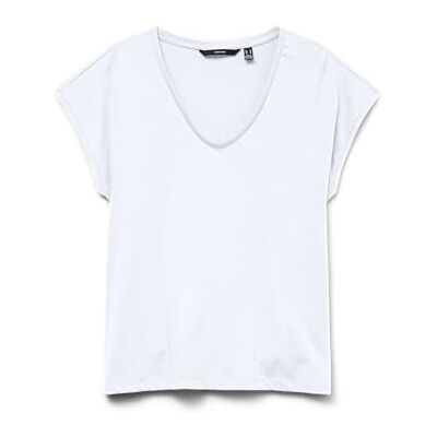 VERO MODA Vmluna Ss V-hals Tee JRS Noos, Ljus vit, XS VERO MODA Vmluna Ss V-hals Tee JRS Noos, Ljus vit, XS
