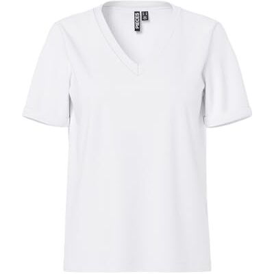 PIECES Dam PCRIA SS V-hals SOLID Tee NOOS BC-T-shirt, ljust vit, S PIECES Dam PCRIA SS V-hals SOLID Tee NOOS BC-T-shirt, ljust vit, S