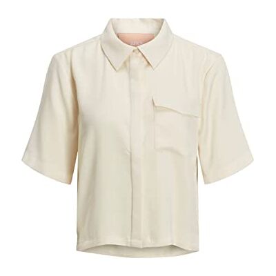 JJXX dam Jxlark satin Ss skjorta Sn skjortblus, Fröpärla, L JJXX dam Jxlark satin Ss skjorta Sn skjortblus, Fröpärla, L