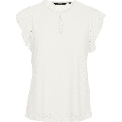 VERO MODA dam Vmtassa Ss O-Neck JRS Ga Top, Snövit, S VERO MODA dam Vmtassa Ss O-Neck JRS Ga Top, Snövit, S