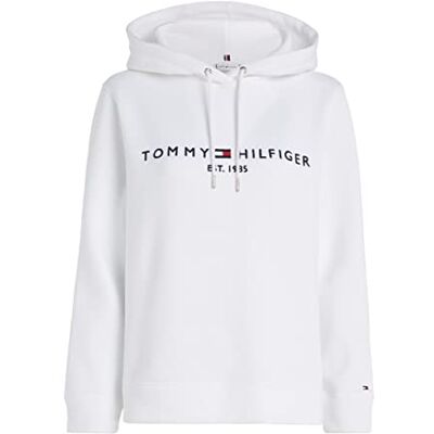 Tommy Hilfiger Dam Heritage Hilfiger Hoodie Ls sweatshirt med huva, vit, XXL Tommy Hilfiger Dam Heritage Hilfiger Hoodie Ls sweatshirt med huva, vit, XXL