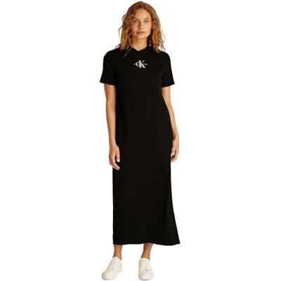 Calvin CK JEANS MONOLOGO TEE KLÄNNING MED lång ribb J20J225543, svart (svart (svart), XXS, Svart (k svart), XXS Calvin CK JEANS MONOLOGO TEE KLÄNNING MED lång ribb J20J225543, svart (svart (svart), XXS, Svart (k svart), XXS