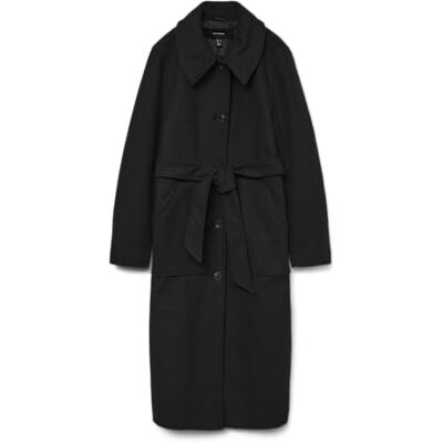 VERO MODA Vmfortuneparis Long Coat Ga Boo, svart, XS VERO MODA Vmfortuneparis Long Coat Ga Boo, svart, XS