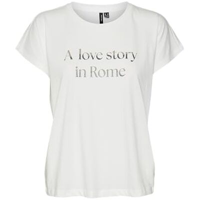 VERO MODA VMGLENNY AVA SS TOPP Box JRS GA, Snövit/tryck: a Love Story in Rome, M VERO MODA VMGLENNY AVA SS TOPP Box JRS GA, Snövit/tryck: a Love Story in Rome, M