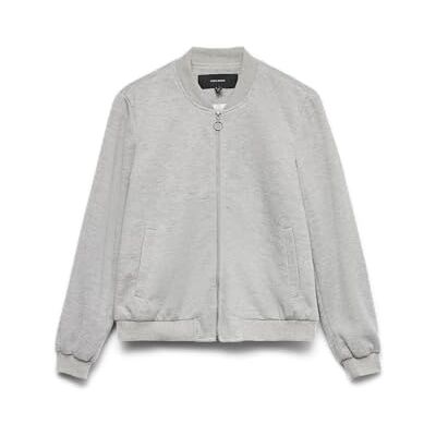 VERO MODA Damer Vmkimiko Ls Short Jersey Bomber Noos, ljusgrå melange, x_s, Ljusgrå melange, x_s VERO MODA Damer Vmkimiko Ls Short Jersey Bomber Noos, ljusgrå melange, x_s, Ljusgrå melange, x_s