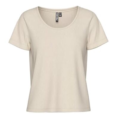 PIECES Pcsophie Ss U-Neck Tee Noos Bc, Whitecap grå, L PIECES Pcsophie Ss U-Neck Tee Noos Bc, Whitecap grå, L