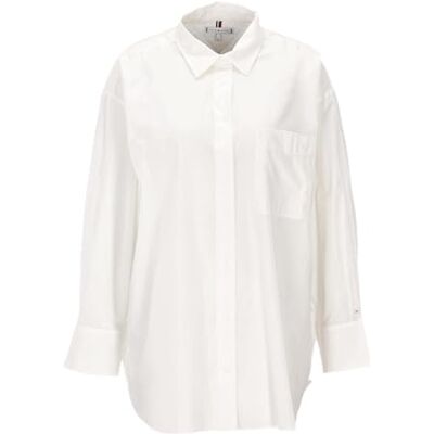 Tommy Hilfiger kvinnors L/S blusar, Vit (Th Optic White), M Tommy Hilfiger kvinnors L/S blusar, Vit (Th Optic White), M