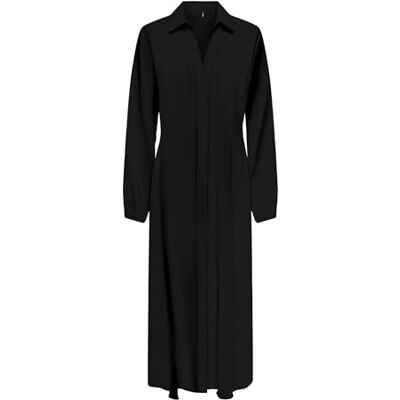 ONLY ONLALMA Life Poly Kiara Shirt Dress SOLI, svart, XS ONLY ONLALMA Life Poly Kiara Shirt Dress SOLI, svart, XS