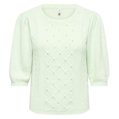 ONLY Onlgloria Life SS Pearl O-Neck CC Knt, Grön Lilja, S Kvinna, Grön lilja, S ONLY Onlgloria Life SS Pearl O-Neck CC Knt, Grön Lilja, S Kvinna, Grön lilja, S