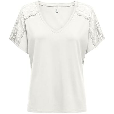 ONLY Onlmoster S/S V-hals spets topp JRS t-shirt, Molndansare, M ONLY Onlmoster S/S V-hals spets topp JRS t-shirt, Molndansare, M