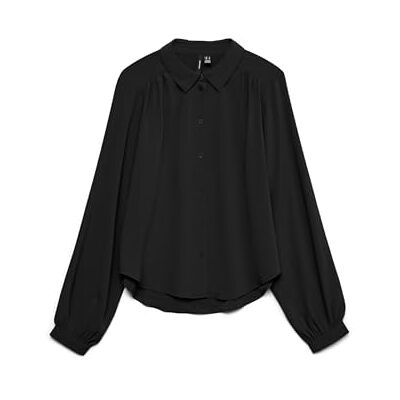VERO MODA Vmani Ls Shirt WVN Ga Noos, svart, S VERO MODA Vmani Ls Shirt WVN Ga Noos, svart, S