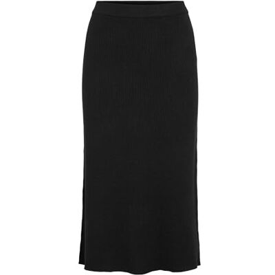 Vila Female Midikjol stickad, svart, XL Vila Female Midikjol stickad, svart, XL