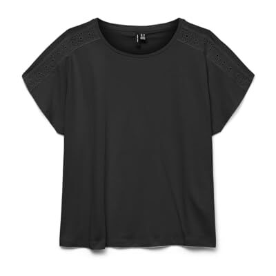 VERO MODA Vmemily Ss spets tejp topp JRS Ga Noos, svart, M VERO MODA Vmemily Ss spets tejp topp JRS Ga Noos, svart, M