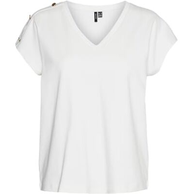 VERO MODA VMKARIN AVA SS TOPP Box JRS GA, Snövit/detalj: axelknappar, L VERO MODA VMKARIN AVA SS TOPP Box JRS GA, Snövit/detalj: axelknappar, L