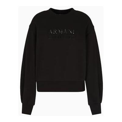 Giorgio Armani dam manschett ärm främre logotyp rund krage, tröja, svart, M, svart, M Giorgio Armani dam manschett ärm främre logotyp rund krage, tröja, svart, M, svart, M