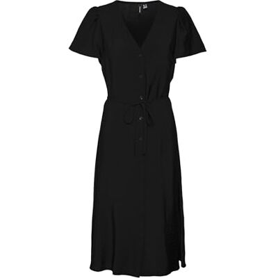 VERO MODA dam Vmjosie Ss Calf Shirt Dress WVN Ga Keid, svart, XS VERO MODA dam Vmjosie Ss Calf Shirt Dress WVN Ga Keid, svart, XS