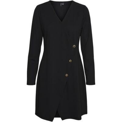 VERO MODA VMENGE LS V-hals blazer klänning JRS GA, svart, XS VERO MODA VMENGE LS V-hals blazer klänning JRS GA, svart, XS