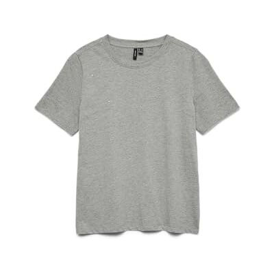 VERO MODA Vmpaulina detalj Ss t-shirt Ga JRS Noos, Ljusgrå melange, S VERO MODA Vmpaulina detalj Ss t-shirt Ga JRS Noos, Ljusgrå melange, S