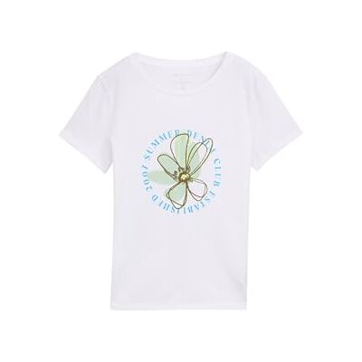 TOM TAILOR Denim dam T-shirt med blommigt tryck, 20000 – vit, XS TOM TAILOR Denim dam T-shirt med blommigt tryck, 20000 – vit, XS