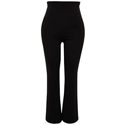 Trendyol Dam rak hög midja byxor i plus storlek, svart, XL Trendyol Dam rak hög midja byxor i plus storlek, svart, XL