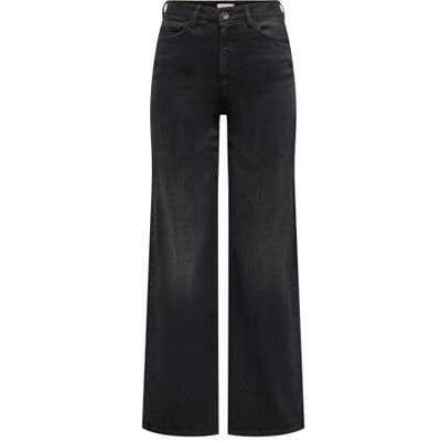 JDY felina-Fina Hw Wide Blk jeansdnm Noos, Svart denim, L / 30L JDY felina-Fina Hw Wide Blk jeansdnm Noos, Svart denim, L / 30L
