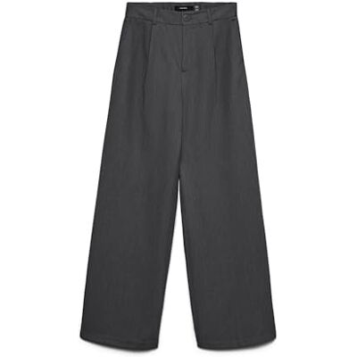 VERO MODA Vmdallas Hw Wide Button Pant Boo, Mörkgrå melange, S / 32L VERO MODA Vmdallas Hw Wide Button Pant Boo, Mörkgrå melange, S / 32L