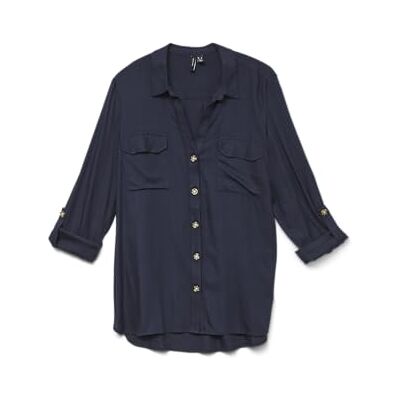 VERO MODA VMBUMPY L/S Shirt New WVN GA NOOS, marinblå blazer, S VERO MODA VMBUMPY L/S Shirt New WVN GA NOOS, marinblå blazer, S