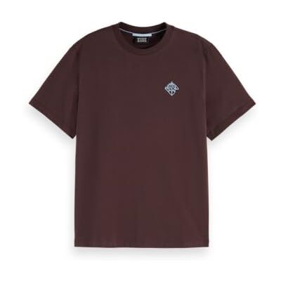 Scotch & Soda normal passform t-shirt med bröstkonstverk, Choklad U290, XS Scotch & Soda normal passform t-shirt med bröstkonstverk, Choklad U290, XS