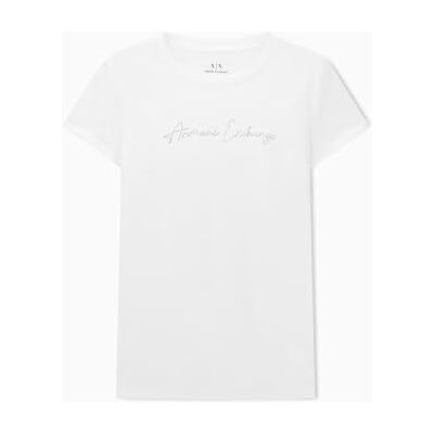 Giorgio Armani kortärmad stor signerad logotyp för kvinnor, vit, L, Optisk vit, L Giorgio Armani kortärmad stor signerad logotyp för kvinnor, vit, L, Optisk vit, L