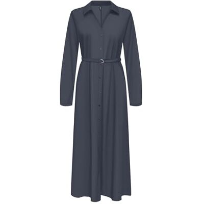 ONLY Onlnova Life Vis L/S Renna Long Dress, Amber blå, M ONLY Onlnova Life Vis L/S Renna Long Dress, Amber blå, M