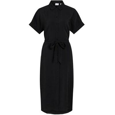 Vila Vihula S/S Midi Shirt Dress – Noos, Svart skönhet, 40 Vila Vihula S/S Midi Shirt Dress – Noos, Svart skönhet, 40