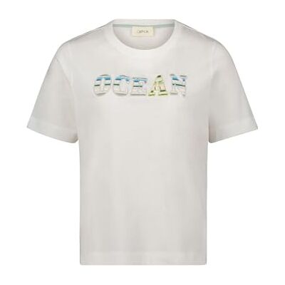 Cartoon Tecknad dam-t-shirt, 100% bomull, Patch Cream/ljusblå, 38 Cartoon Tecknad dam-t-shirt, 100% bomull, Patch Cream/ljusblå, 38