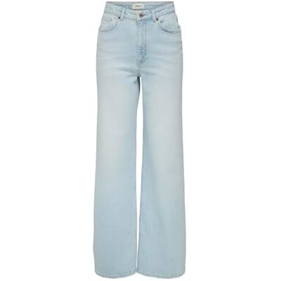 ONLY Onljuicy Hw Wide ben Dot114 DNM Noos, Ljusblå blekt denim, 29W / 32L ONLY Onljuicy Hw Wide ben Dot114 DNM Noos, Ljusblå blekt denim, 29W / 32L