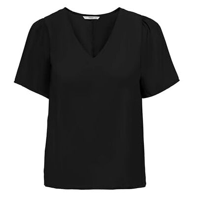 ONLY ONLALMA Life Poly S/S V-hals topp SOLID, svart, S ONLY ONLALMA Life Poly S/S V-hals topp SOLID, svart, S