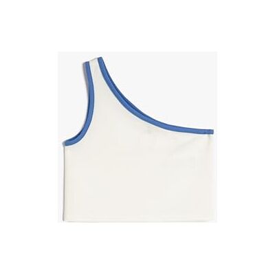 Koton Girls's One Shoulder Tank Top Textured Color Kontrast Shirt, Vit (00), 6-7 �r Koton Girls's One Shoulder Tank Top Textured Color Kontrast Shirt, Vit (00), 6-7 �r