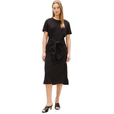 Tommy Hilfiger dam Co Slub Knot Midi DRS WW0WW48747, svart, L Tommy Hilfiger dam Co Slub Knot Midi DRS WW0WW48747, svart, L