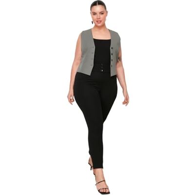 Trendyol Dambyxor med hög midja Skinny Fit Plus Size, Svart, 5XL Stor Trendyol Dambyxor med hög midja Skinny Fit Plus Size, Svart, 5XL Stor