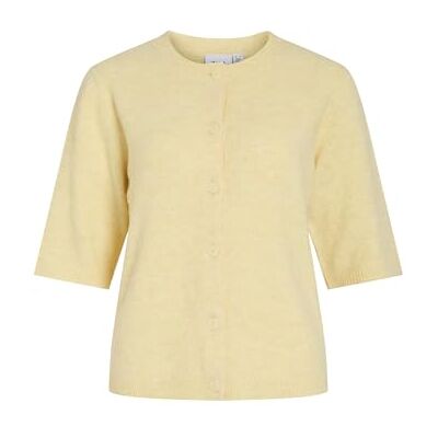 Vila Viliga 2/4 O-hals stickad kofta – Noos, Pastellgul, XL Vila Viliga 2/4 O-hals stickad kofta – Noos, Pastellgul, XL