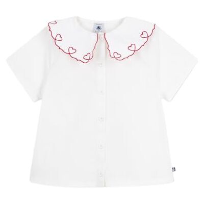 Petit Bateau Kortärmad bomullspoplin barnblus med kort ärm, Avskum, 6 �r Petit Bateau Kortärmad bomullspoplin barnblus med kort ärm, Avskum, 6 �r