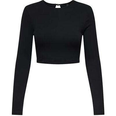ONLY Onlrene Life L/S Open Back Heart Top JRS, svart, S ONLY Onlrene Life L/S Open Back Heart Top JRS, svart, S