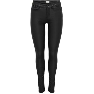 ONLY Dam Onlanne K Mid Waist Coated Jeans, Svart, 30W / 30L ONLY Dam Onlanne K Mid Waist Coated Jeans, Svart, 30W / 30L