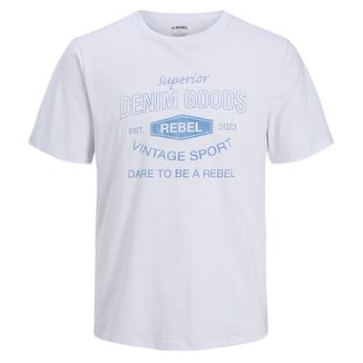 JJ REBEL Jrebvintage Rebel Tee Ss Crew Neck, Vit, XS JJ REBEL Jrebvintage Rebel Tee Ss Crew Neck, Vit, XS