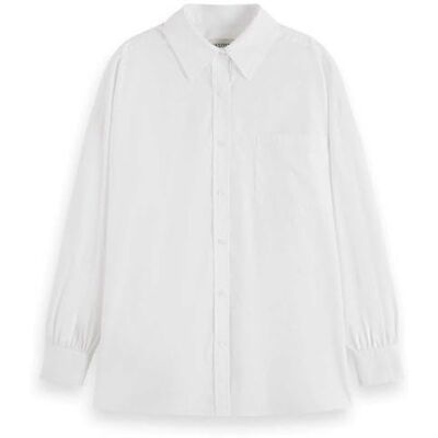 Scotch & Soda Core Girlfriend Poplin-skjorta, Vit 101, 34 Scotch & Soda Core Girlfriend Poplin-skjorta, Vit 101, 34