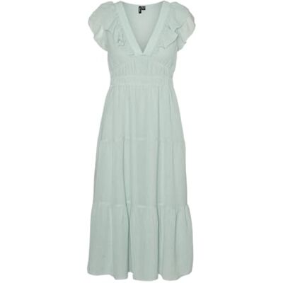 VERO MODA Vmemilie Capsleeve Calf Dress WVN CE midiklänning, Siltgrön, XS VERO MODA Vmemilie Capsleeve Calf Dress WVN CE midiklänning, Siltgrön, XS